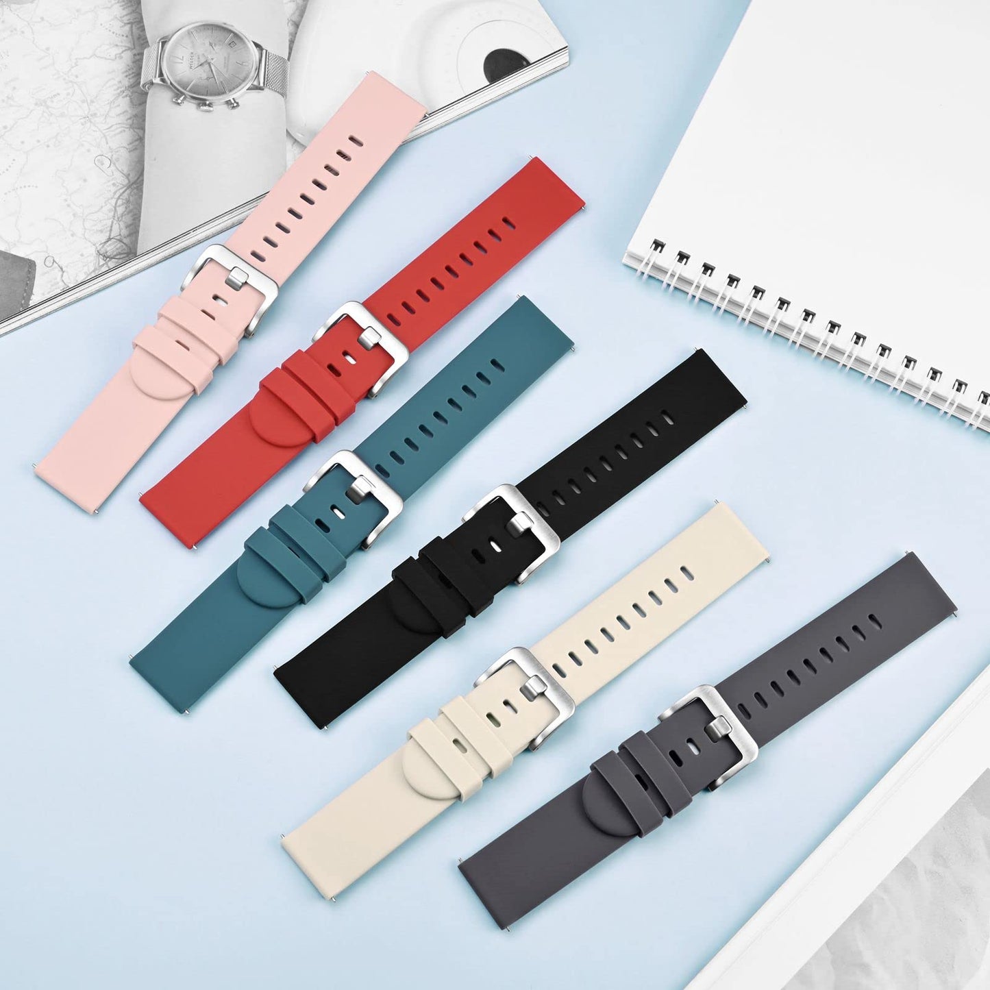 Smartwatch Accessories,Silicone Watch Bands, Slim Watch Straps With Quick Release, 22mm
