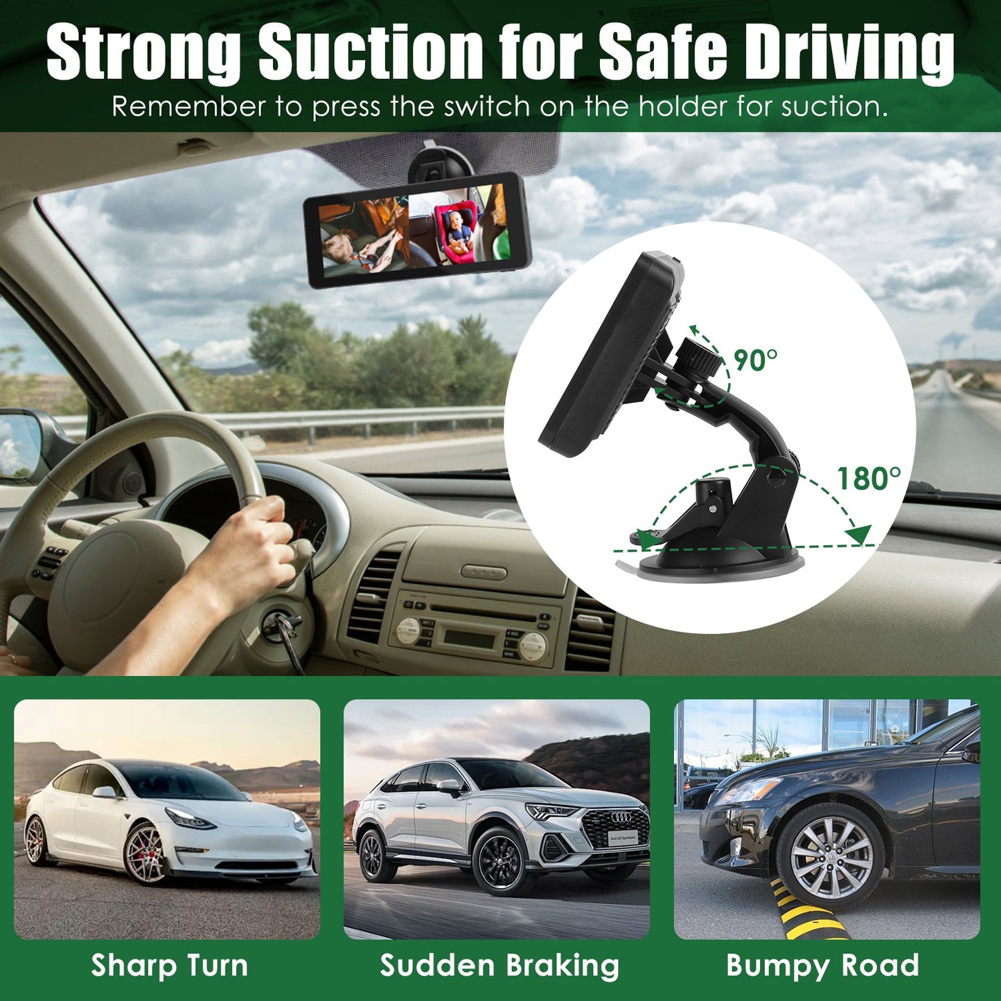 1080P Rearview Mirror Dash Cam with Parking Monitor