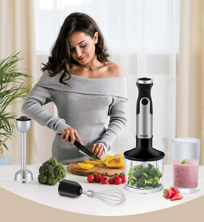 3-in-1 Handheld Immersion Blender Set – Mixer, Chopper & Whisk Attachment