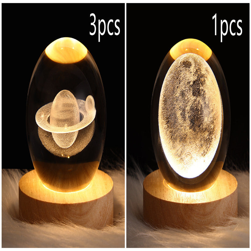 3D Moon & Galaxy Crystal Ball LED Lamp