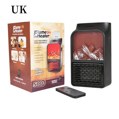 Mini Electric Fireplace Space Heater with Remote
