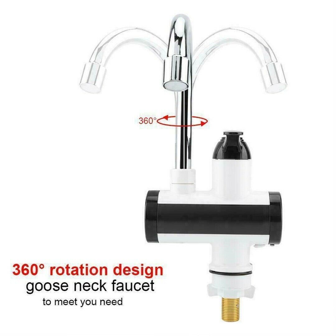 Instant Electric Water Heater Faucet 3000W with LED Digital Display, 360° Rotating Hot & Cold Tap