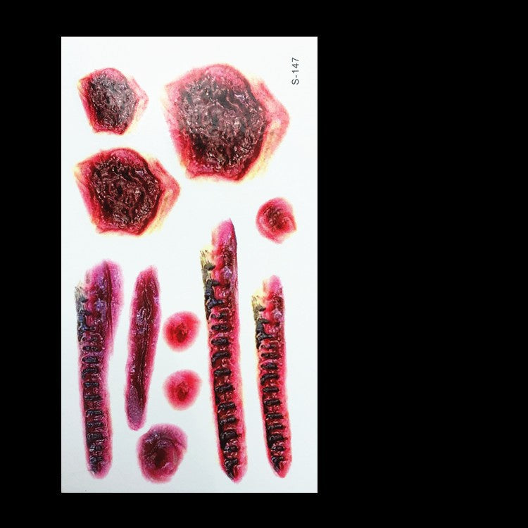 Fake Wound Scar Tattoo Stickers – Realistic Halloween Prank Makeup Temporary Tattoos