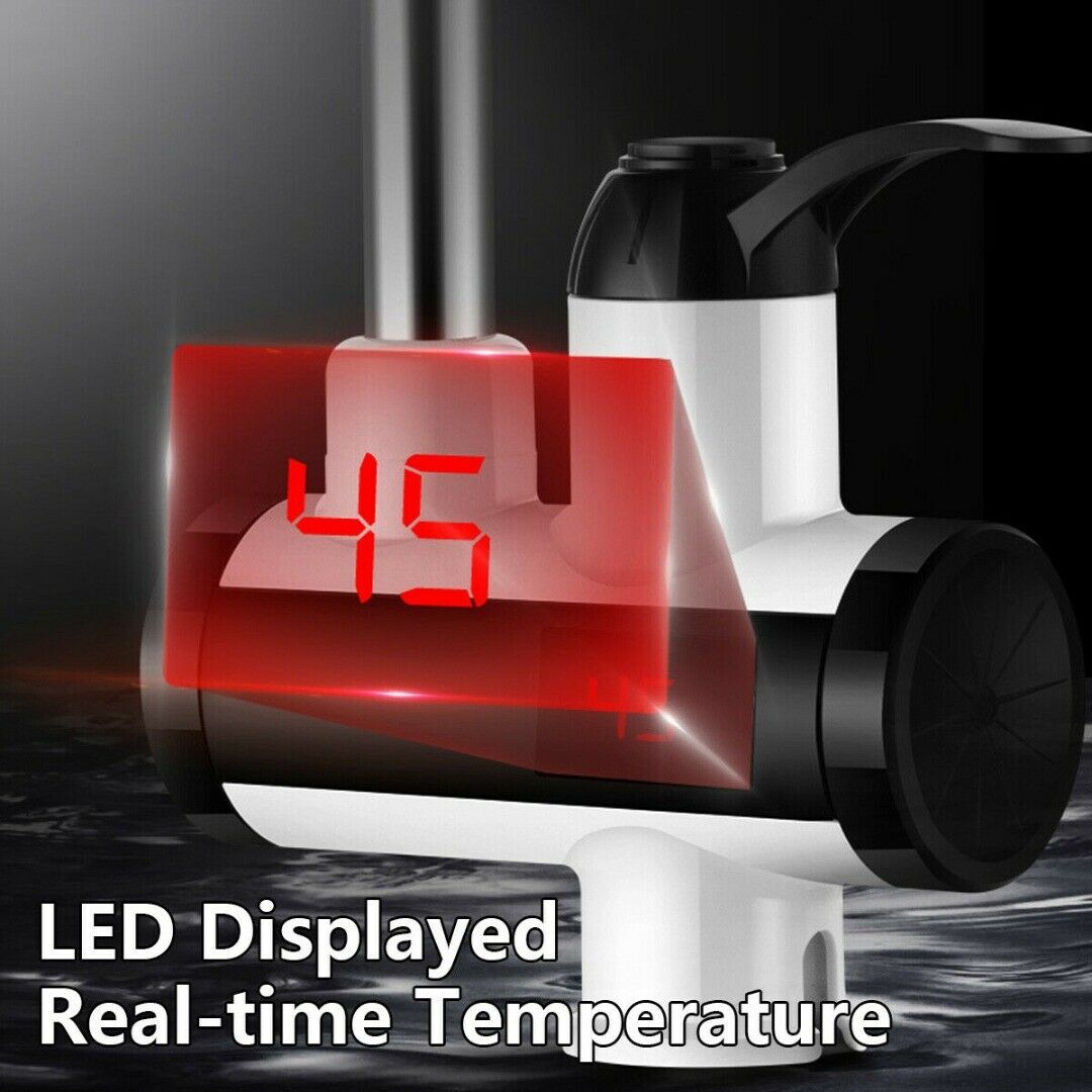 Instant Electric Water Heater Faucet 3000W with LED Digital Display, 360° Rotating Hot & Cold Tap