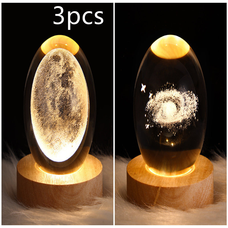 3D Moon & Galaxy Crystal Ball LED Lamp
