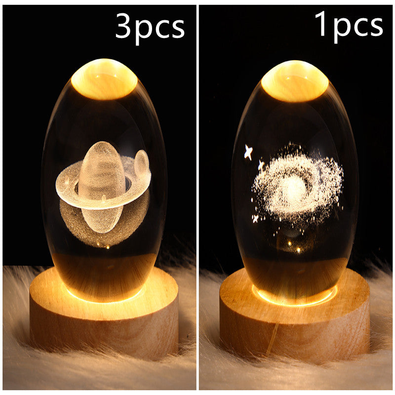 3D Moon & Galaxy Crystal Ball LED Lamp