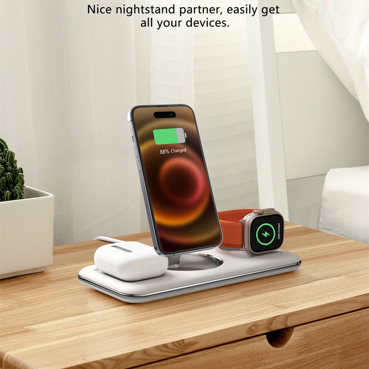 3-in-1 Wireless Charging Station for Phone, Watch & Earbuds