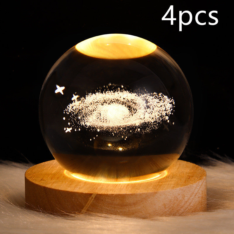 3D Moon & Galaxy Crystal Ball LED Lamp