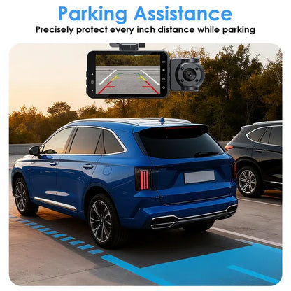 3-Channel Full HD Car Dash Cam with Night Vision & Motion Detectionn