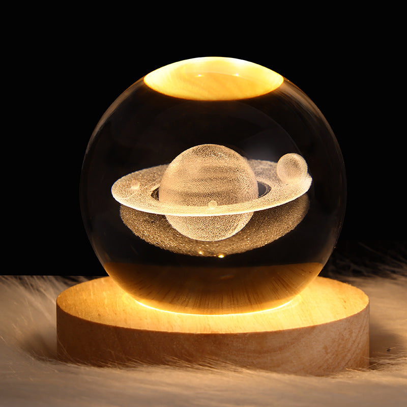 3D Moon & Galaxy Crystal Ball LED Lamp