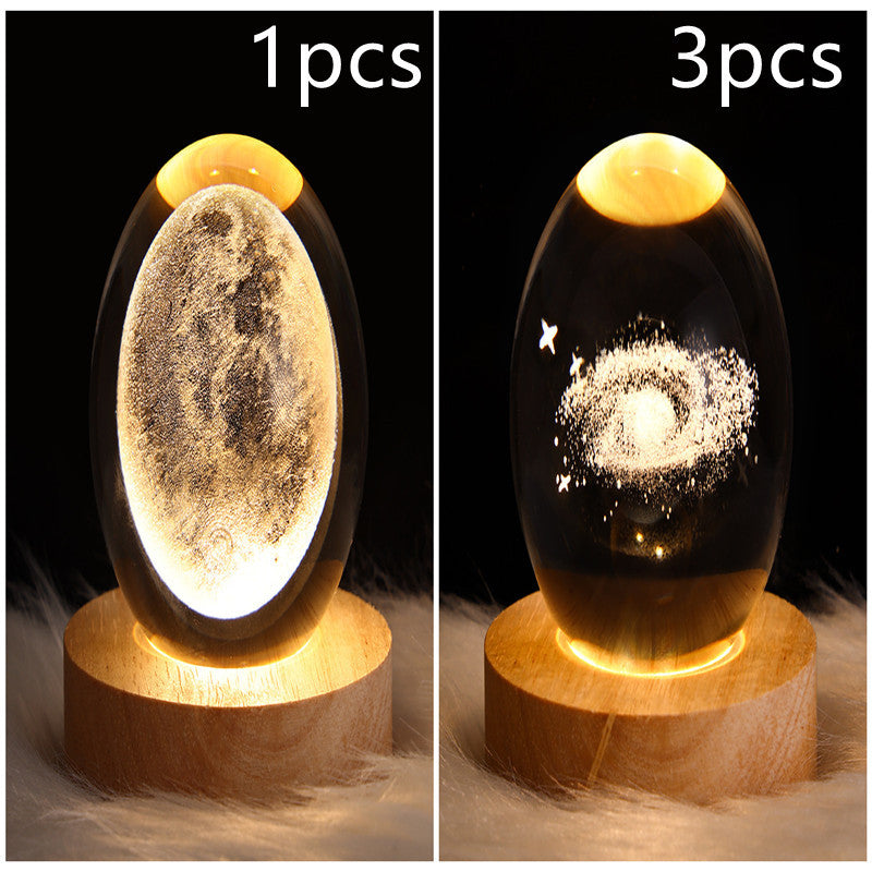 3D Moon & Galaxy Crystal Ball LED Lamp