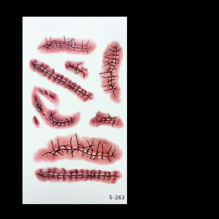 Fake Wound Scar Tattoo Stickers – Realistic Halloween Prank Makeup Temporary Tattoos