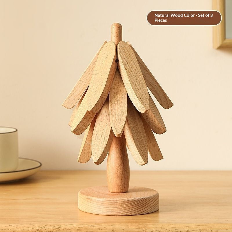 Decorative Wooden Tree Trivet – Heat Resistant Table Mat