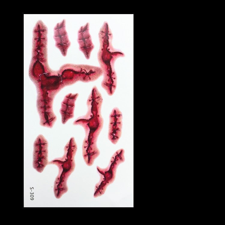 Fake Wound Scar Tattoo Stickers – Realistic Halloween Prank Makeup Temporary Tattoos
