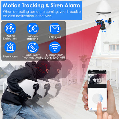 Smart WiFi Light Bulb Camera – 1080P