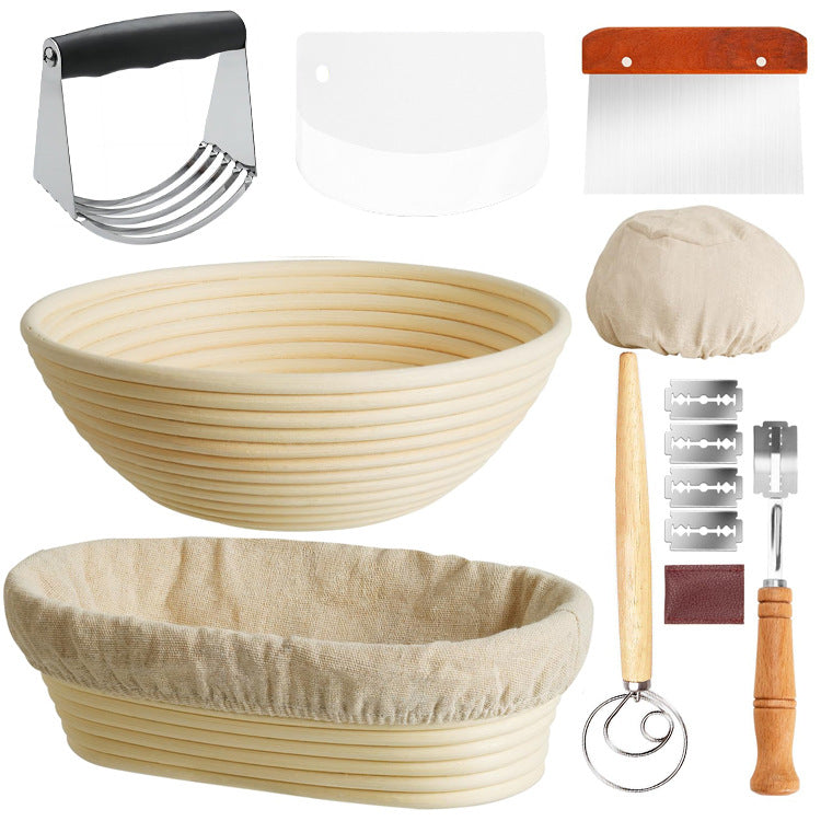 Bread Proofing Basket Set – Sourdough Banneton + Dough Tools for Home Baking