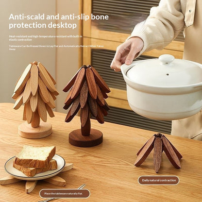 Decorative Wooden Tree Trivet – Heat Resistant Table Mat