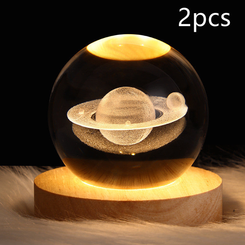 3D Moon & Galaxy Crystal Ball LED Lamp