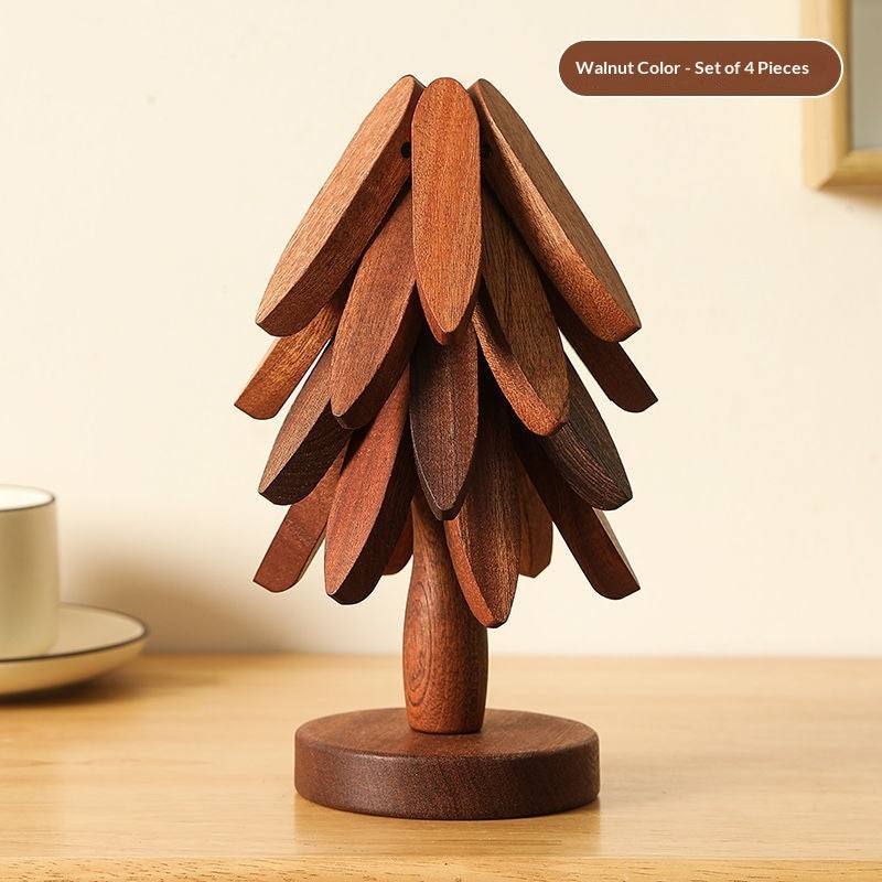 Decorative Wooden Tree Trivet – Heat Resistant Table Mat