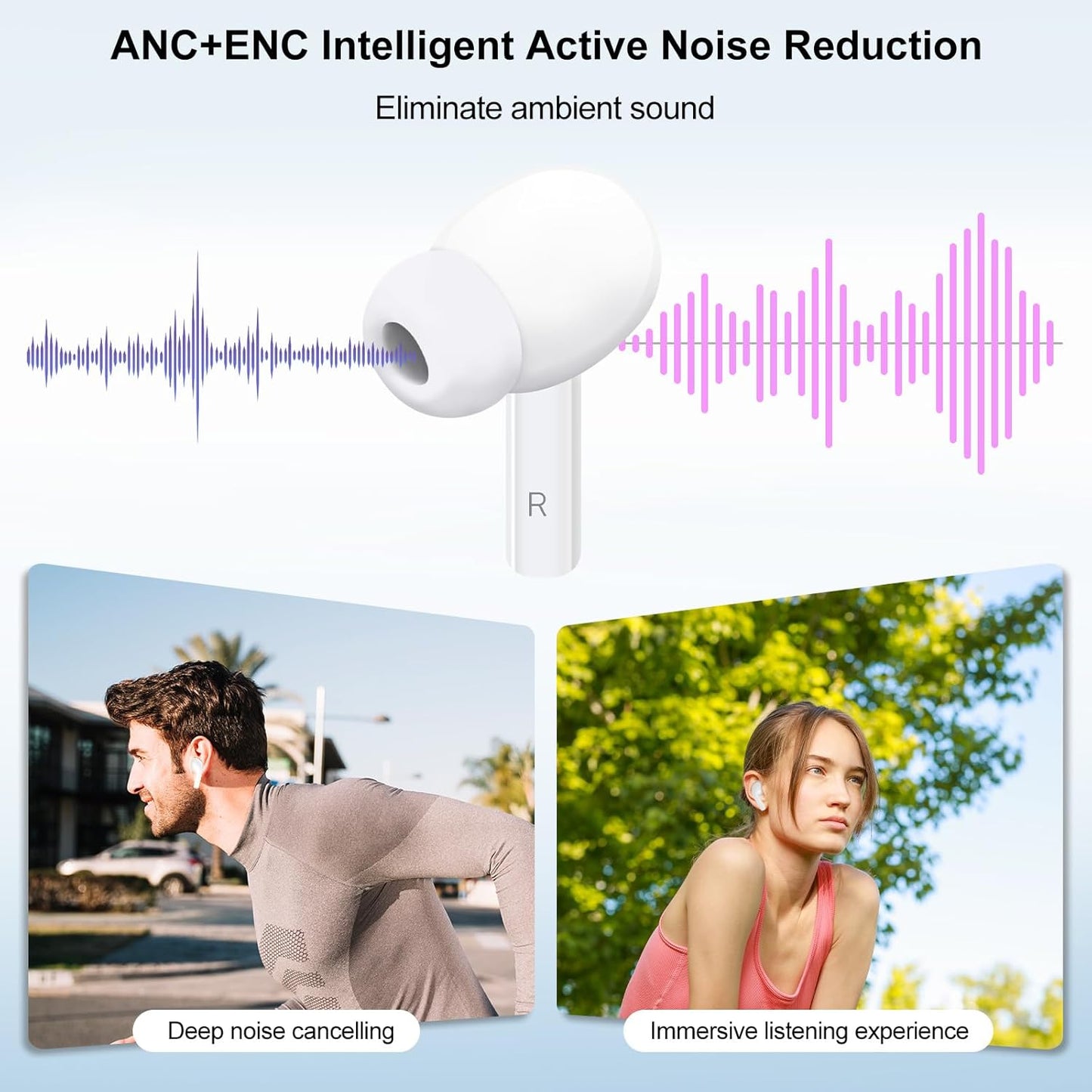 Smart Touch Screen Wireless Earbuds – ANC & Hi-Fi Sound