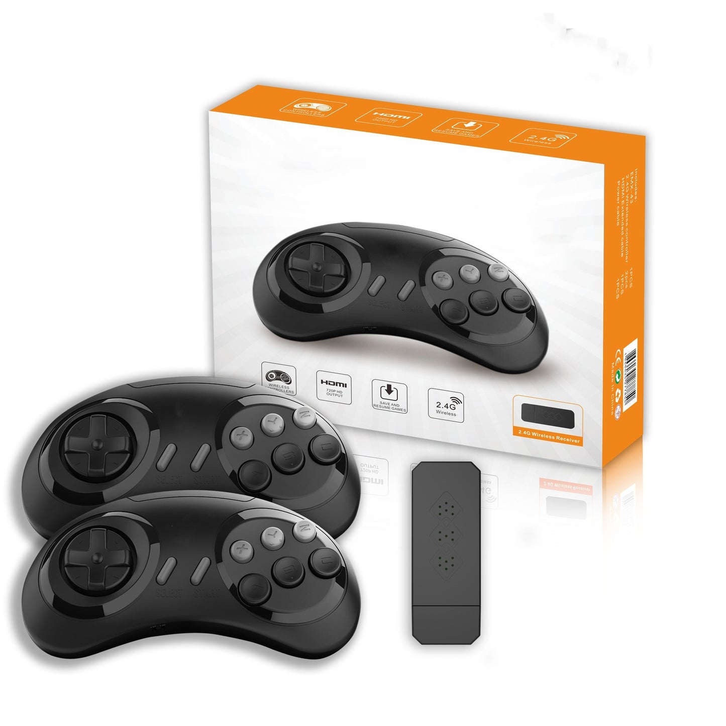 HD Mini Wireless Game Console with 2 Controllers | Plug & Play Retro Gaming System