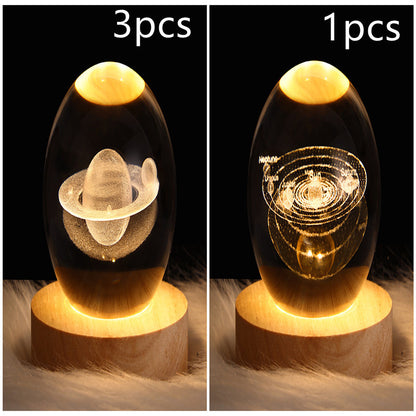 3D Moon & Galaxy Crystal Ball LED Lamp