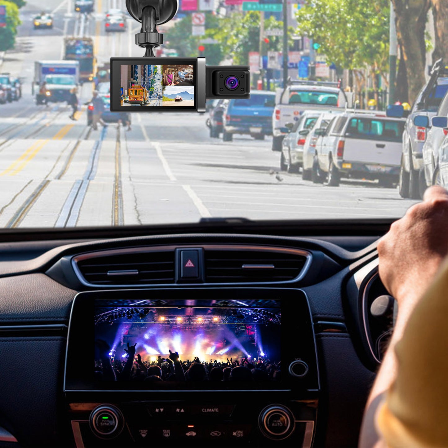 2K 3-Channel Car Dash Cam with GPS & Night Vision