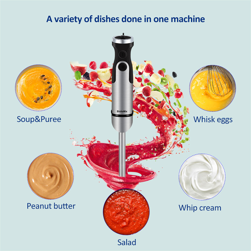 3-in-1 Handheld Immersion Blender Set – Mixer, Chopper & Whisk Attachment