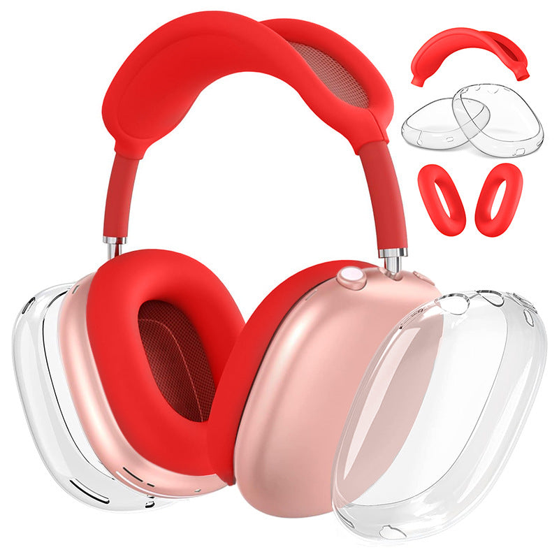 Premium Protective Cover Set for AirPods Max – Silicone Ear Cushions & Clear TPU Case with Headband Cover