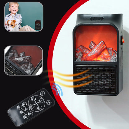 Mini Electric Fireplace Space Heater with Remote