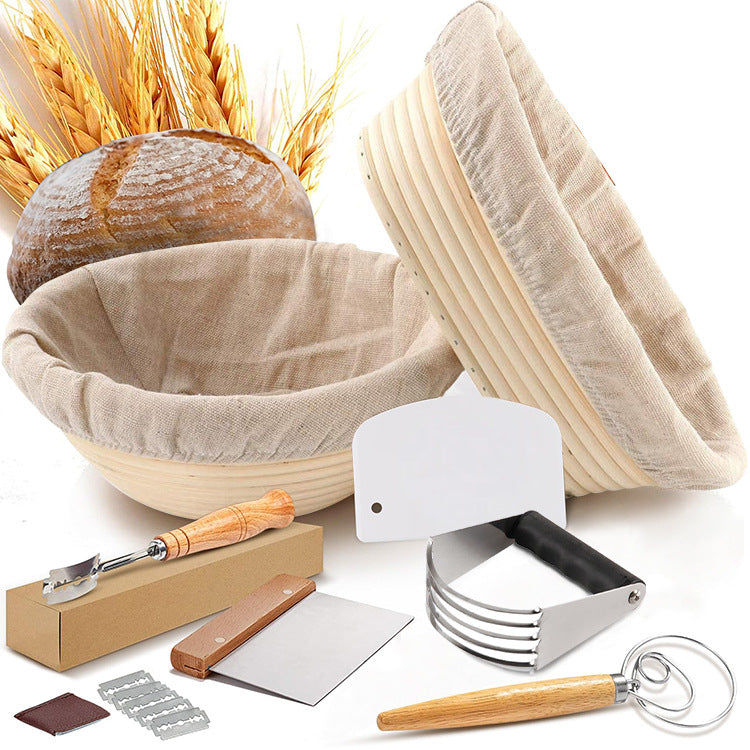 Bread Proofing Basket Set – Sourdough Banneton + Dough Tools for Home Baking