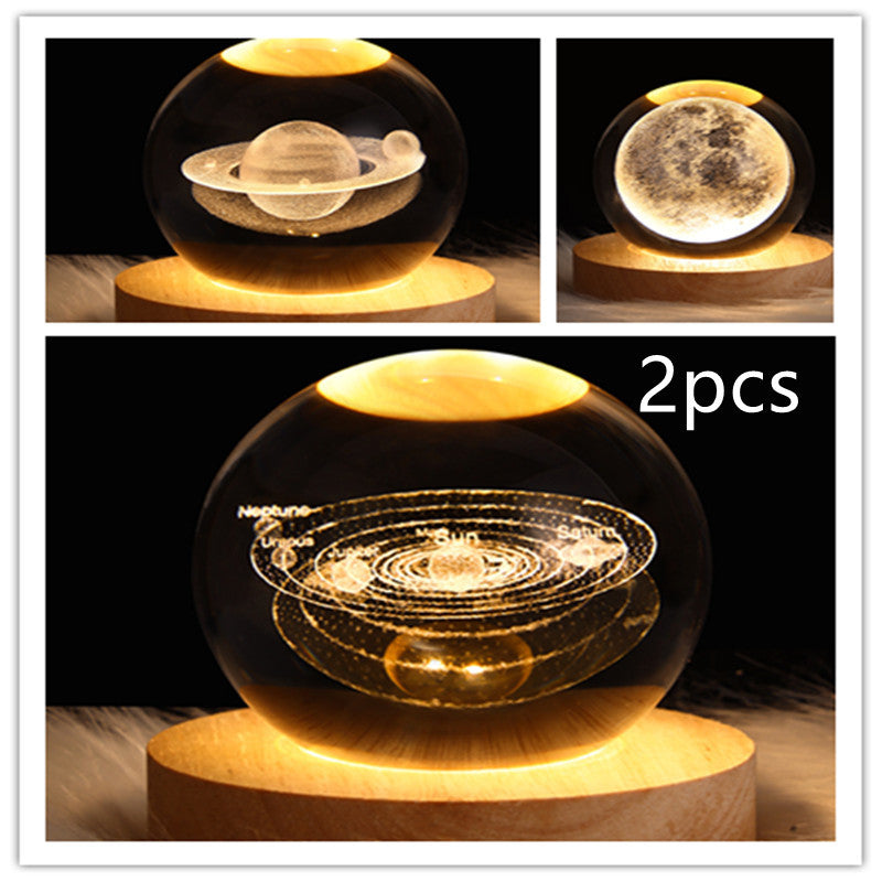3D Moon & Galaxy Crystal Ball LED Lamp