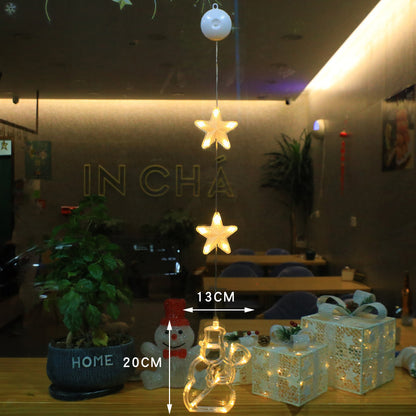 3PCS Christmas LED Star Window Hanging Lights