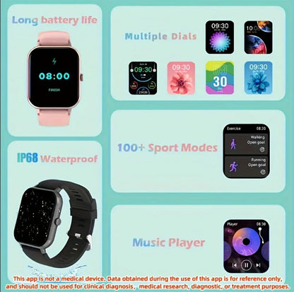 Elegant Square Smartwatch for Women with BT Calling