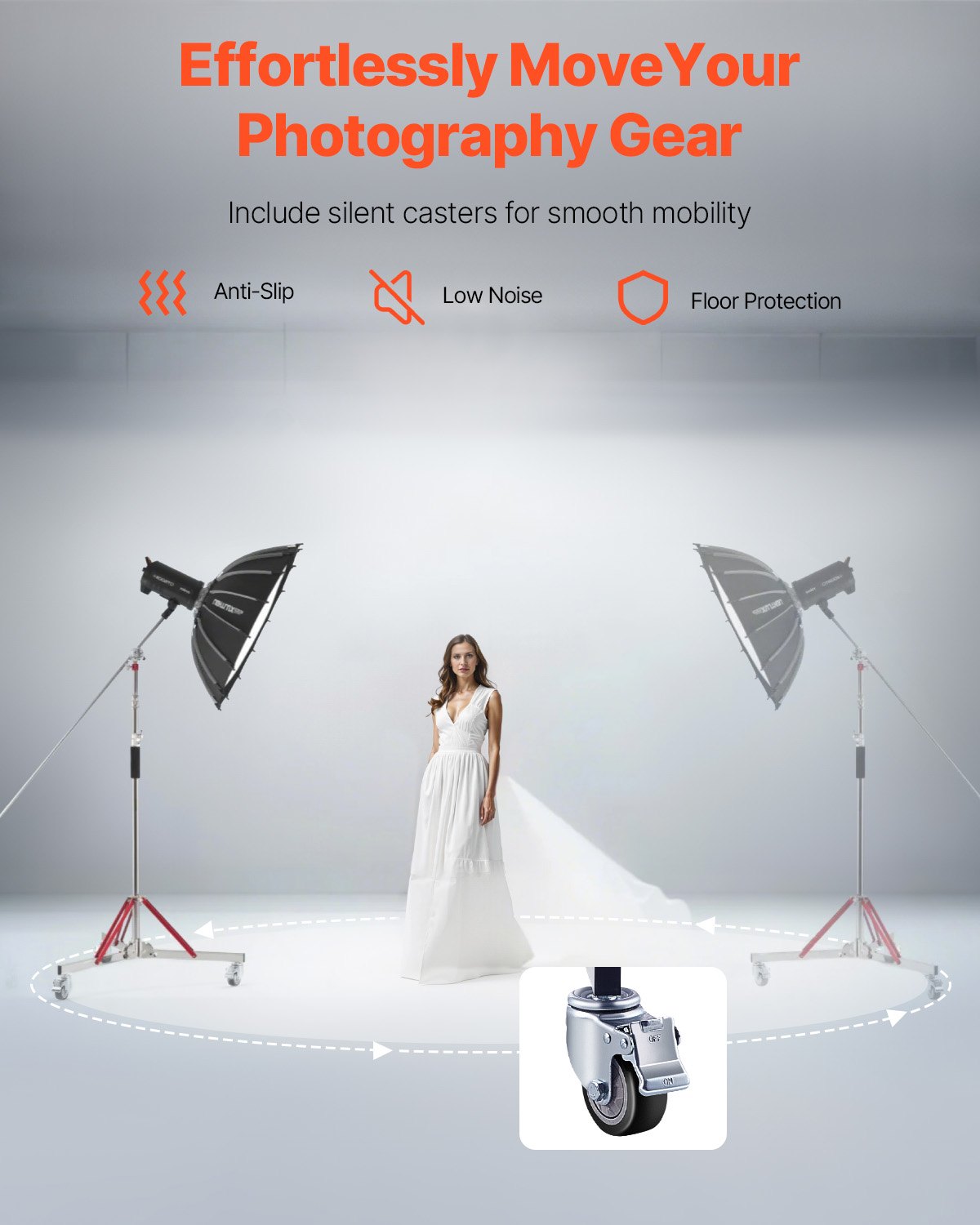 Heavy Duty Light Stand With Casters Max Height 10.5ft/320cm Tripod Stand