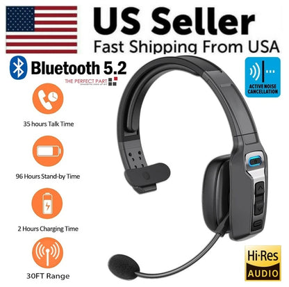 Trucker Bluetooth 5.2 Wireless Headset With Noise Cancelling
