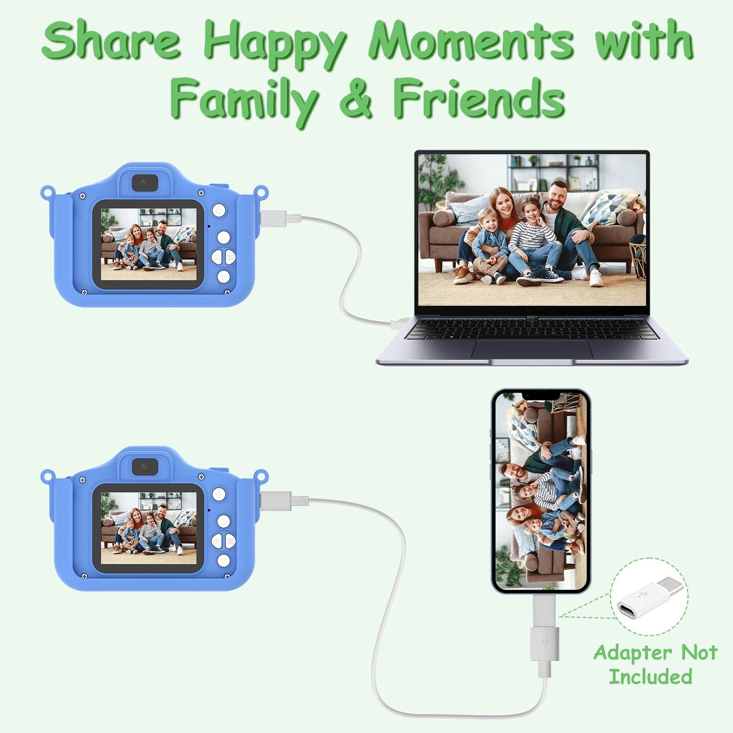 Cute Dinosaur Kids Camera with Selfie & HD Video