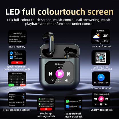 TWS Smart Touch Screen Earbuds with ANC Noise Cancelling