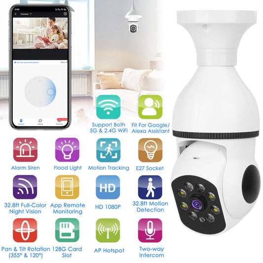 Smart WiFi Light Bulb Camera – 1080P