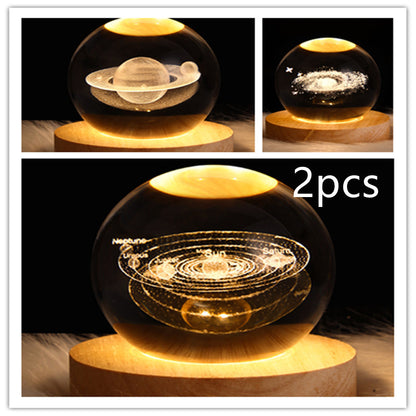 3D Moon & Galaxy Crystal Ball LED Lamp