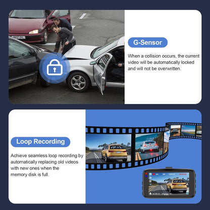1080P Dual Dash Cam – Front & Rear Car Camera with G-Sensor