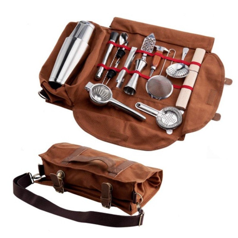 Canvas Leather Roll-Up Tool Bag – Portable Organizer for Tools & Accessories