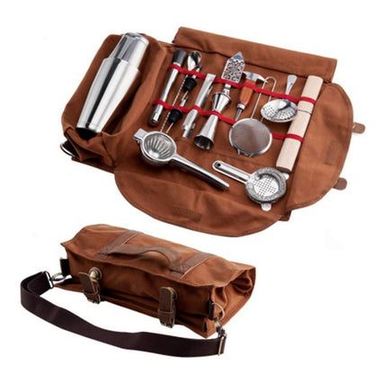 Canvas Leather Roll-Up Tool Bag – Portable Organizer for Tools & Accessories