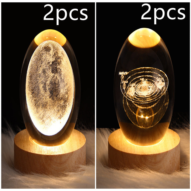 3D Moon & Galaxy Crystal Ball LED Lamp