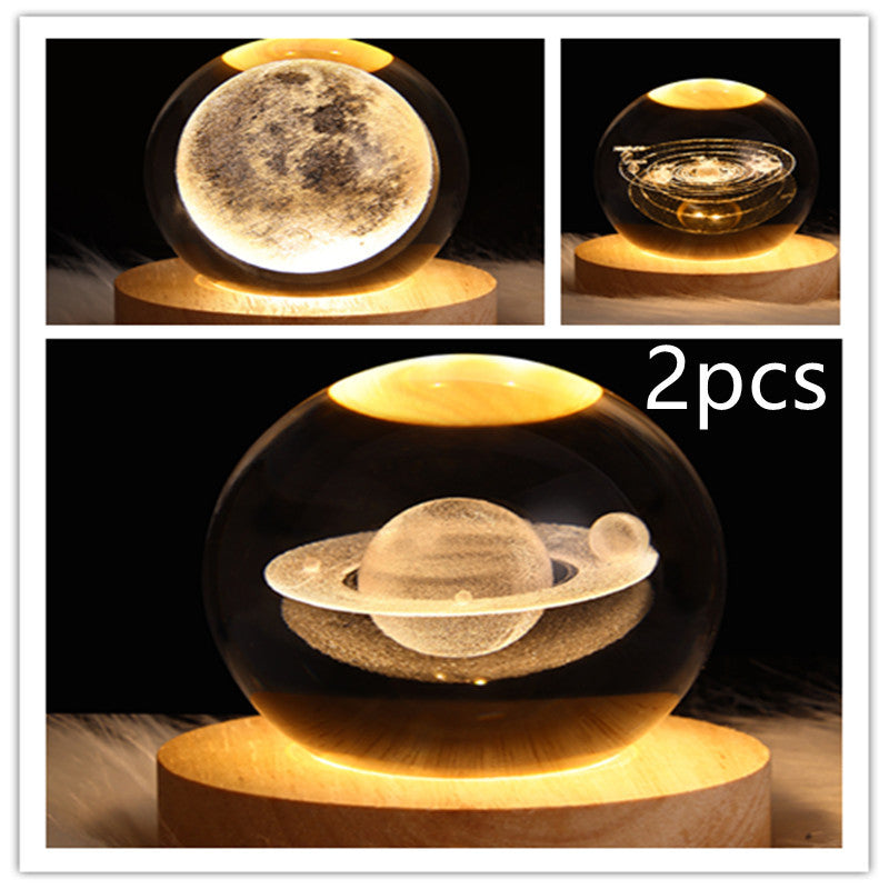 3D Moon & Galaxy Crystal Ball LED Lamp