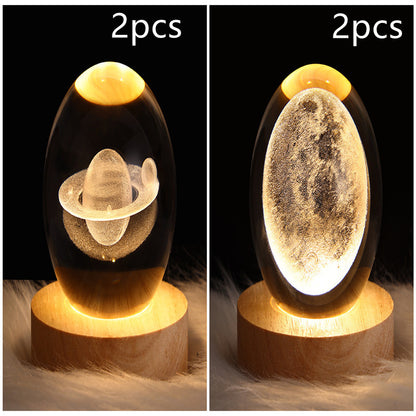 3D Moon & Galaxy Crystal Ball LED Lamp