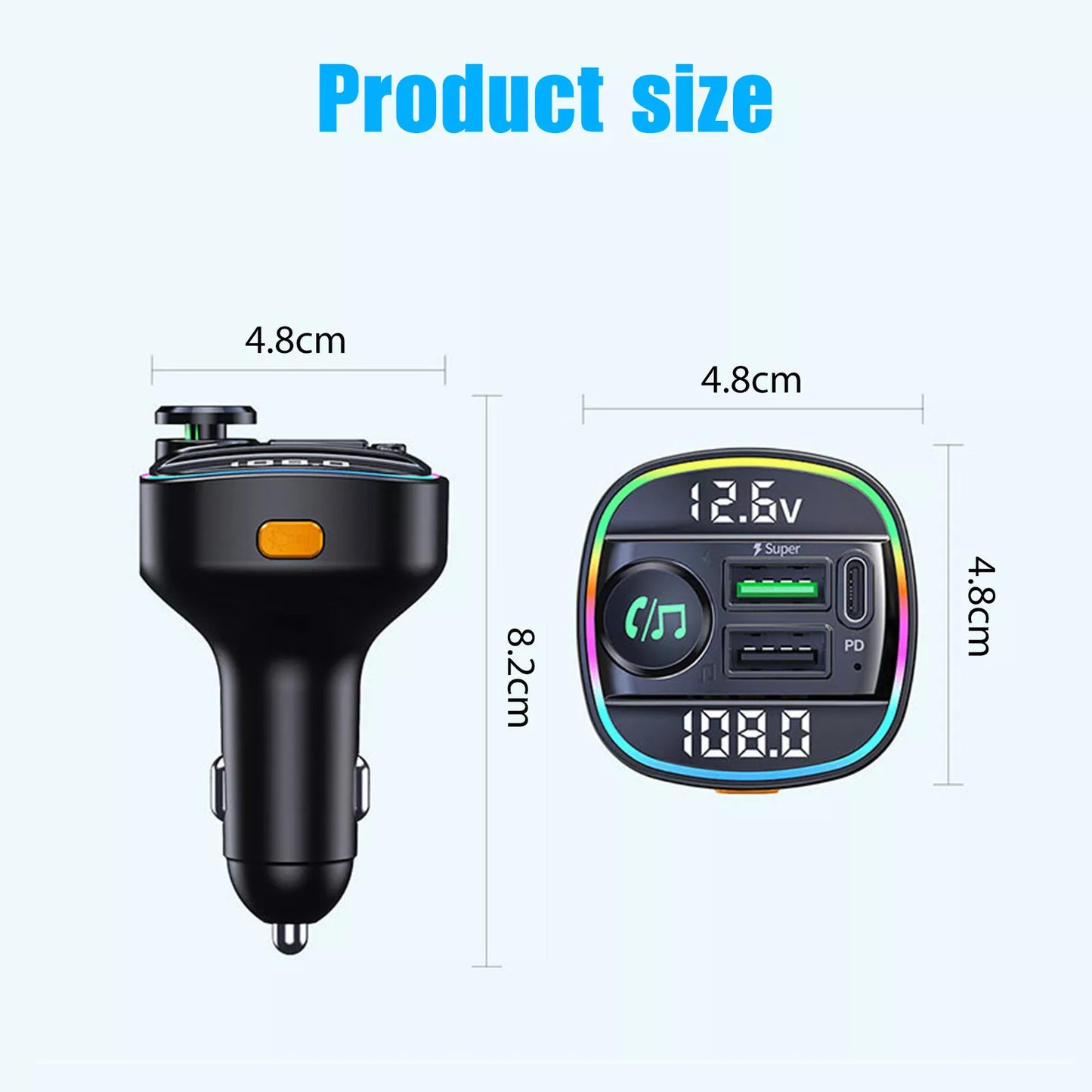 Bluetooth 5.0 Car FM Transmitter with PD Fast Charger