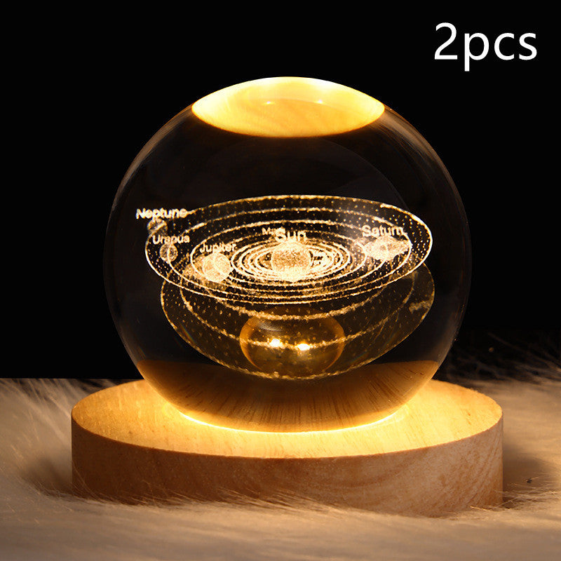 3D Moon & Galaxy Crystal Ball LED Lamp