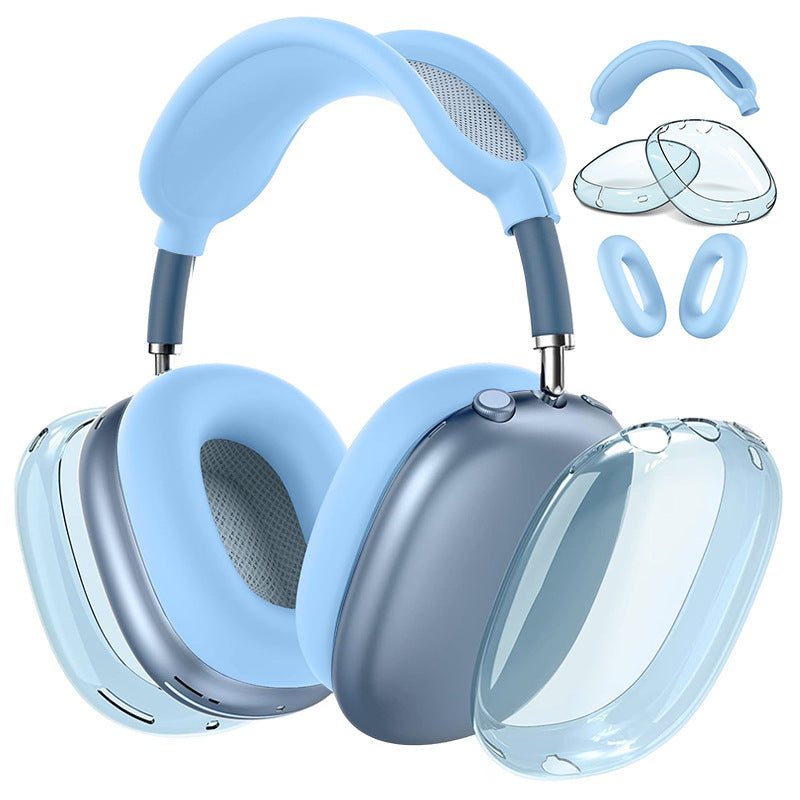 Premium Protective Cover Set for AirPods Max – Silicone Ear Cushions & Clear TPU Case with Headband Cover