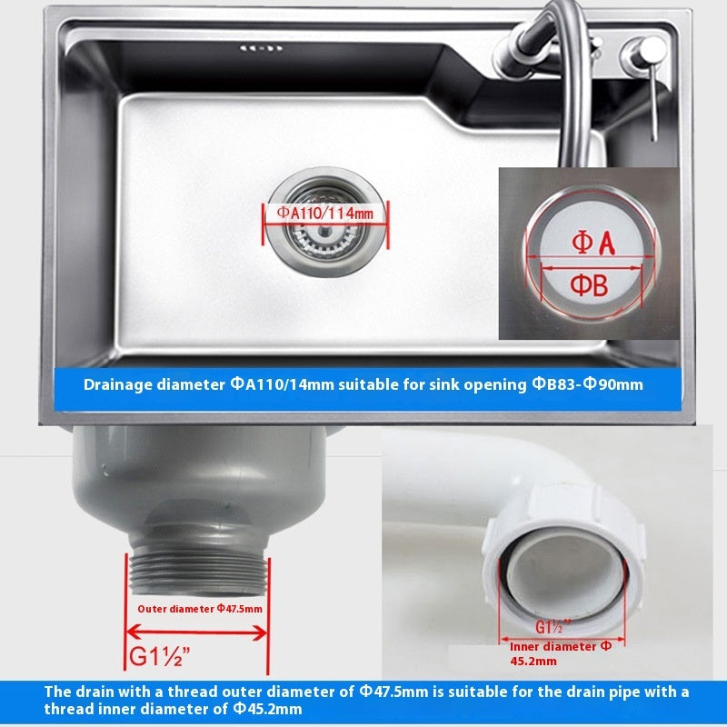 Kitchen Sink Stainless Steel Drainer Washing Basin Accessories